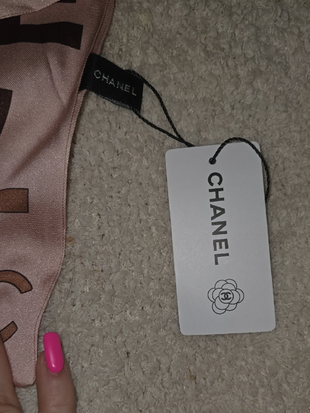 CHANEL Pink Logo-Print Scarf - Picture 5 of 6